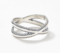 Or Paz Sterling Silver Crossover Band Ring Size 8