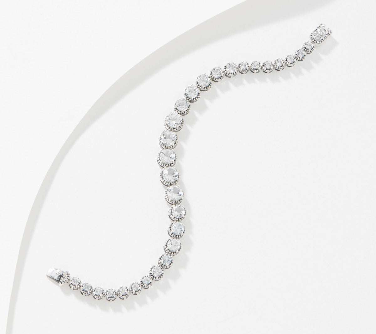 Artisan Crafted Sterling Silver Graduated Tennis Bracelet, 6-3/4"