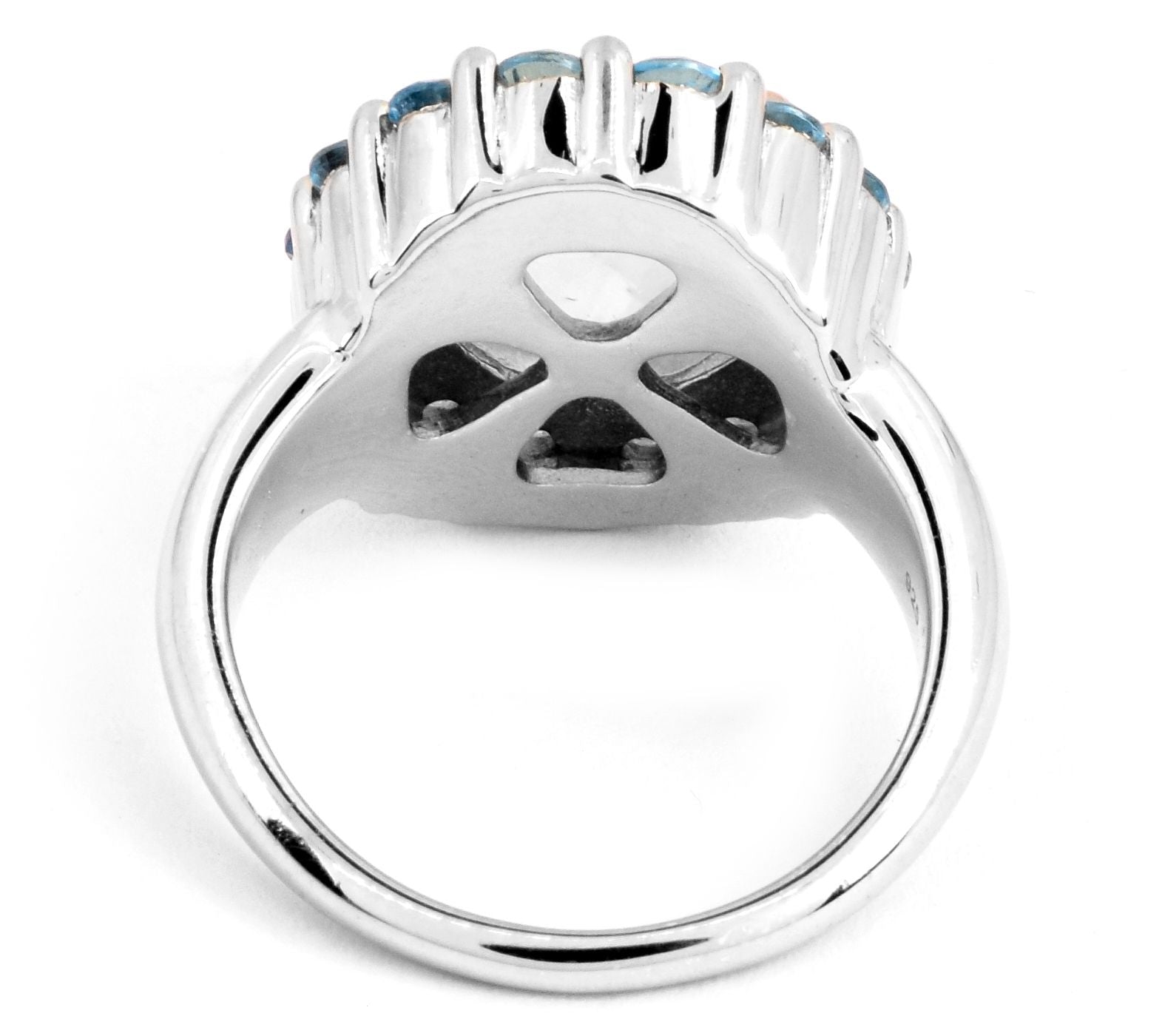 Affinity Gems Sterling Silver Rainbow Moonstone & Swiss Blue Topaz Ring, Size 8