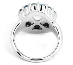 Affinity Gems Sterling Silver Rainbow Moonstone & Swiss Blue Topaz Ring, Size 8