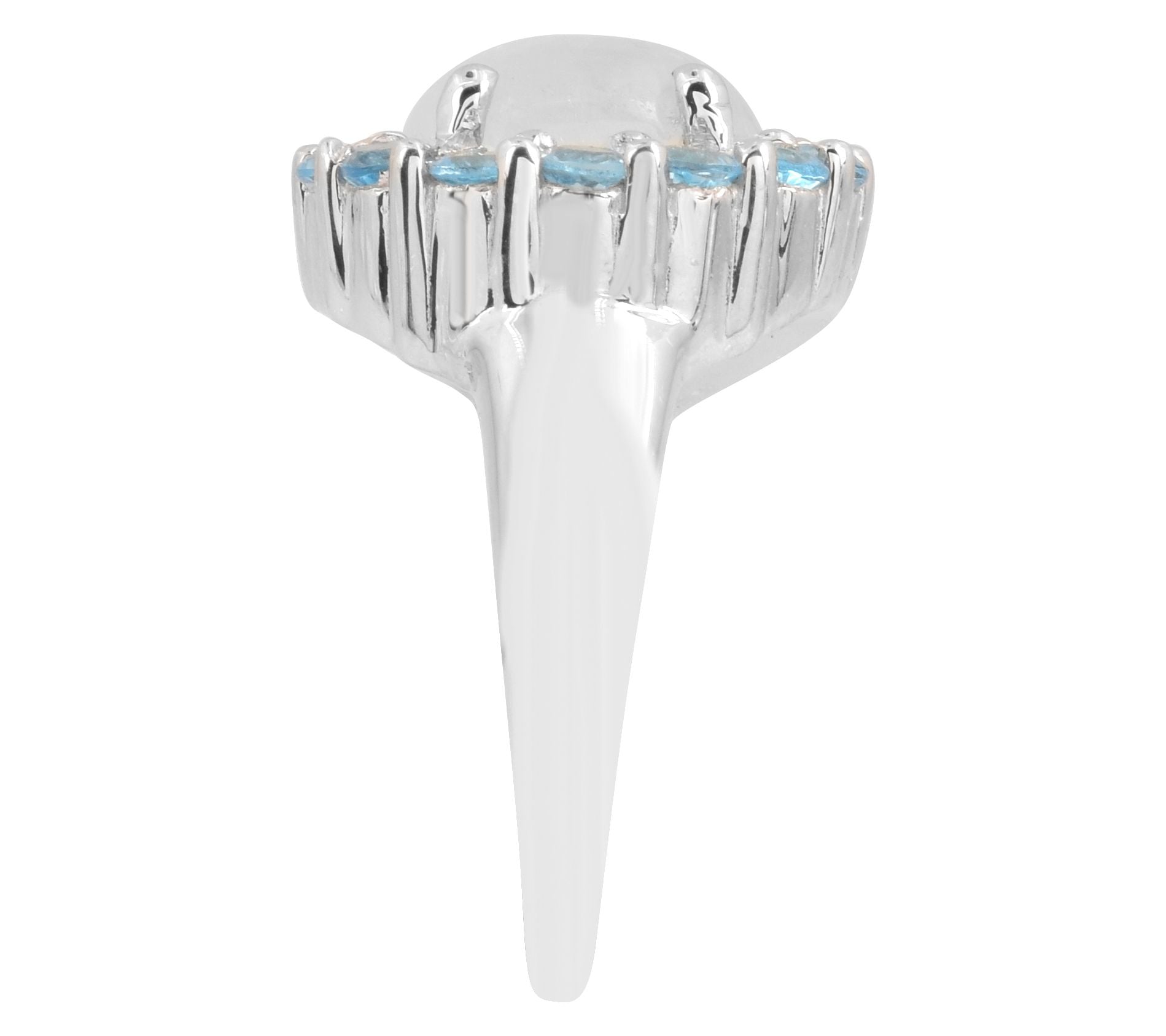 Affinity Gems Sterling Silver Rainbow Moonstone & Swiss Blue Topaz Ring, Size 8