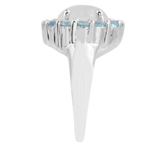 Affinity Gems Sterling Silver Rainbow Moonstone & Swiss Blue Topaz Ring, Size 8