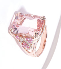 QVC Vault Octagon Natural Morganite Ring, 14K Rose Gold, Size 6