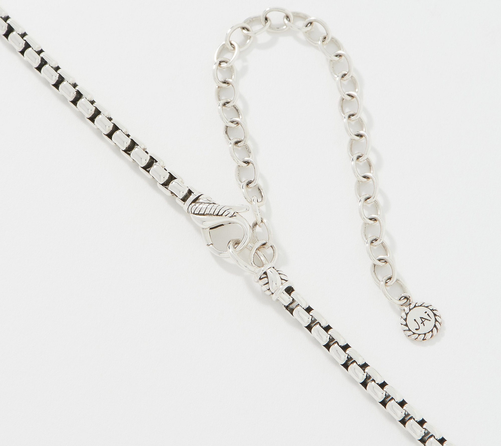 JAI Sterling Silver 3.7mm Box Chain Necklace, Cross