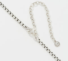 JAI Sterling Silver 3.7mm Box Chain Necklace, Cross