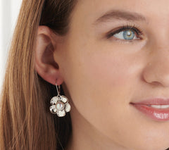 Or Paz Sterling Silver Cultured Pearl Flower Lever Back Earrings