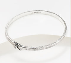 Or Paz Sterling Silver Bark Texture Signature Hinged Bangle 6-1/2"