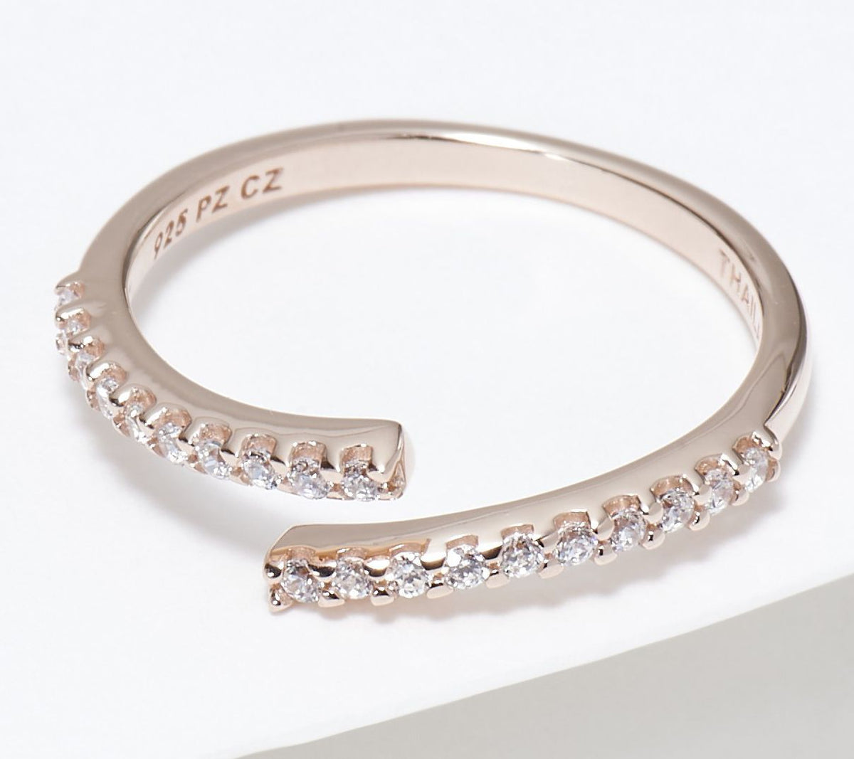 Diamonique x Courtney Khondabi Sterling Silver Rose-Clad Bypass Ring, Size 4
