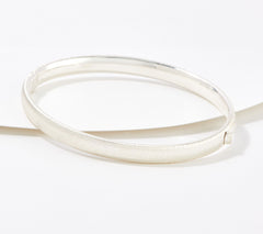 UltraFine 950 Silver Oval Tube Satin Finish Bangle Bracelet Size 6-3/4"