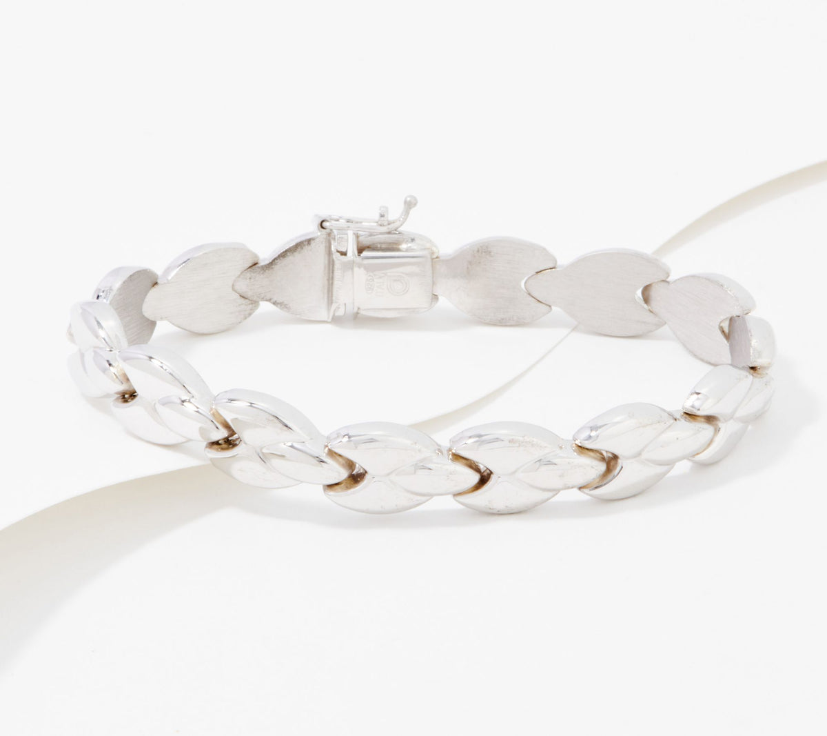 Silver Style Marquise Link Panther Sterling Silver Bracelet, Avg 7-1/4"
