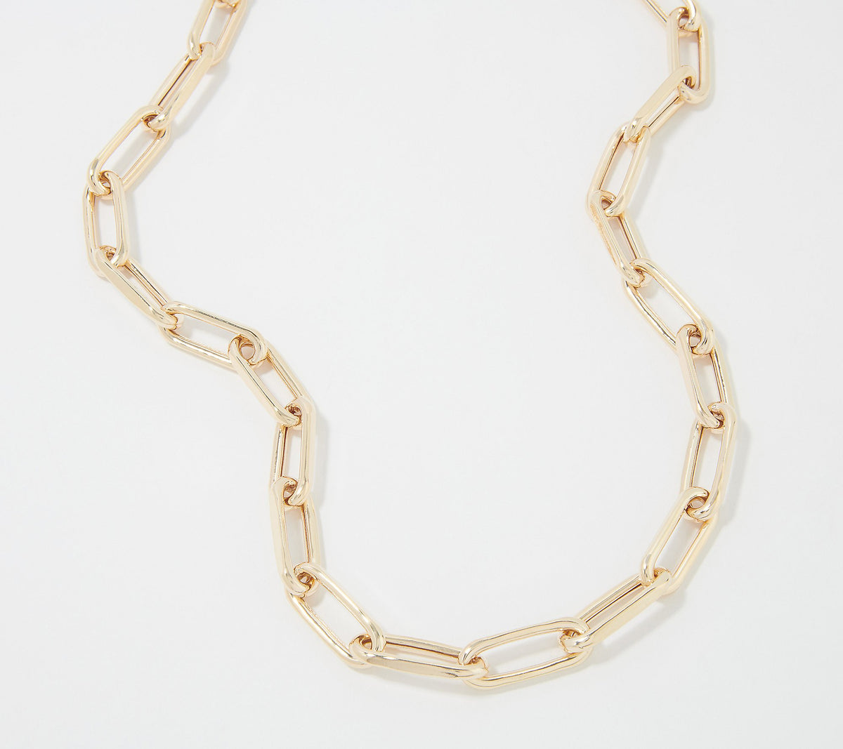Silver Style 14K Yellow Gold-plated Sterling Silver Paperclip Chain Necklace, 18"