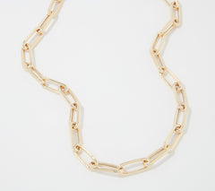 Silver Style 14K Yellow Gold-plated Sterling Silver Paperclip Chain Necklace, 18"