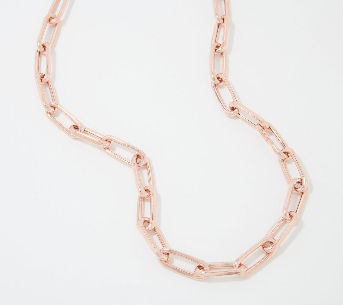 Silver Style 14K Rose Gold-plated Sterling Silver Paperclip Chain Necklace, 18"