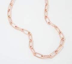 Silver Style 14K Rose Gold-plated Sterling Silver Paperclip Chain Necklace, 18"