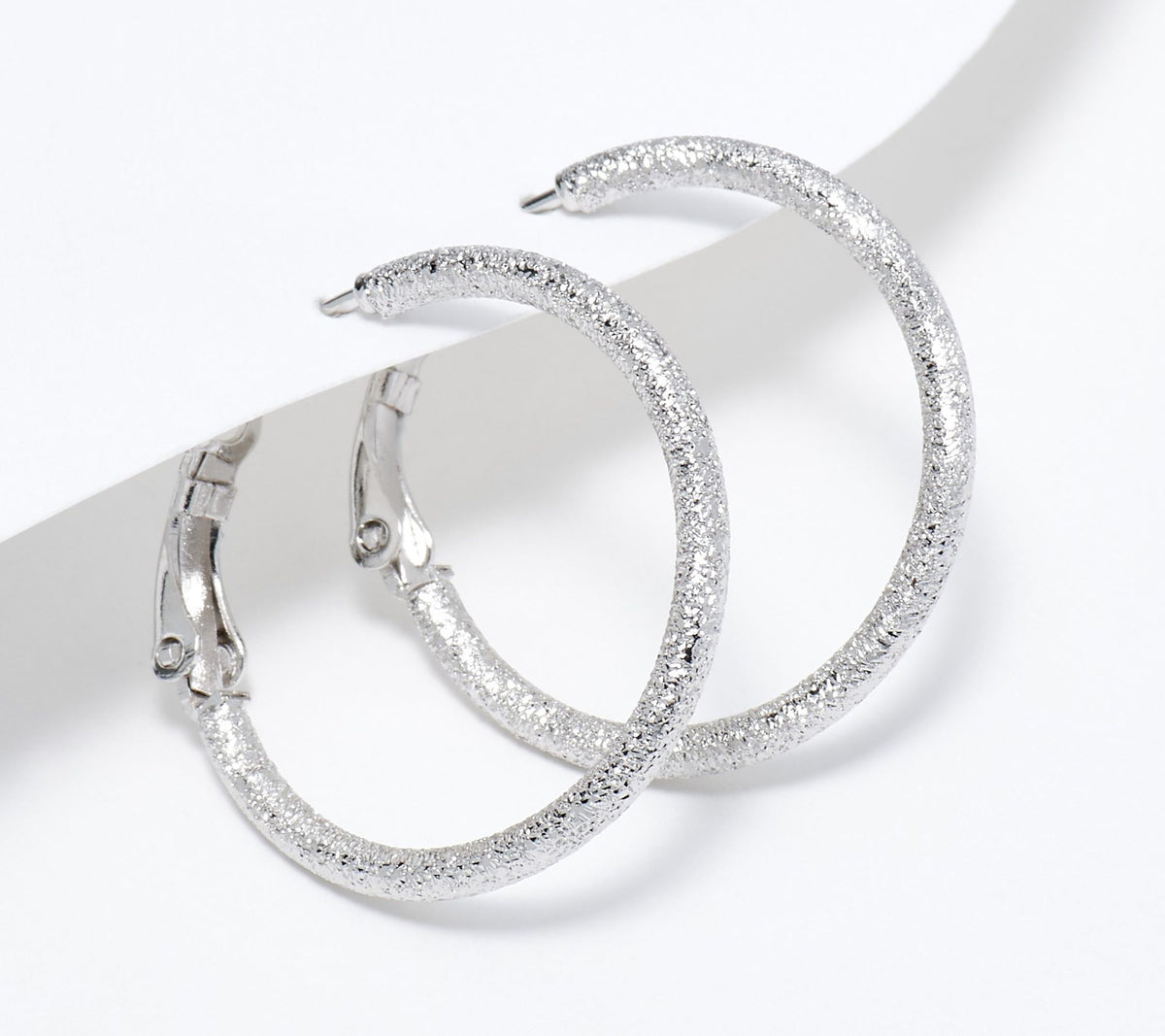 Lisa Freede x Silver Style 1" Stardust Hoops, Rhodium-plated Sterling Silver