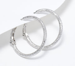 Lisa Freede x Silver Style 1" Stardust Hoops, Rhodium-plated Sterling Silver