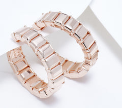 Aros baguette de plata esterlina bañados en oro de 14 quilates de Lisa Freede x Silver Style, 1"