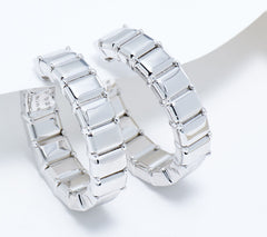 Aros baguette de plata esterlina bañados en oro de 14 quilates de Lisa Freede x Silver Style, 1"