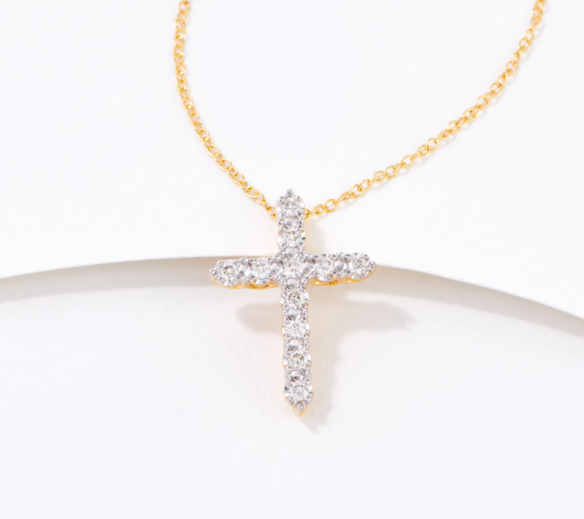 Affinity Diamonds Sterling Silver 0.25ct Cross Pendant Necklace, 18"