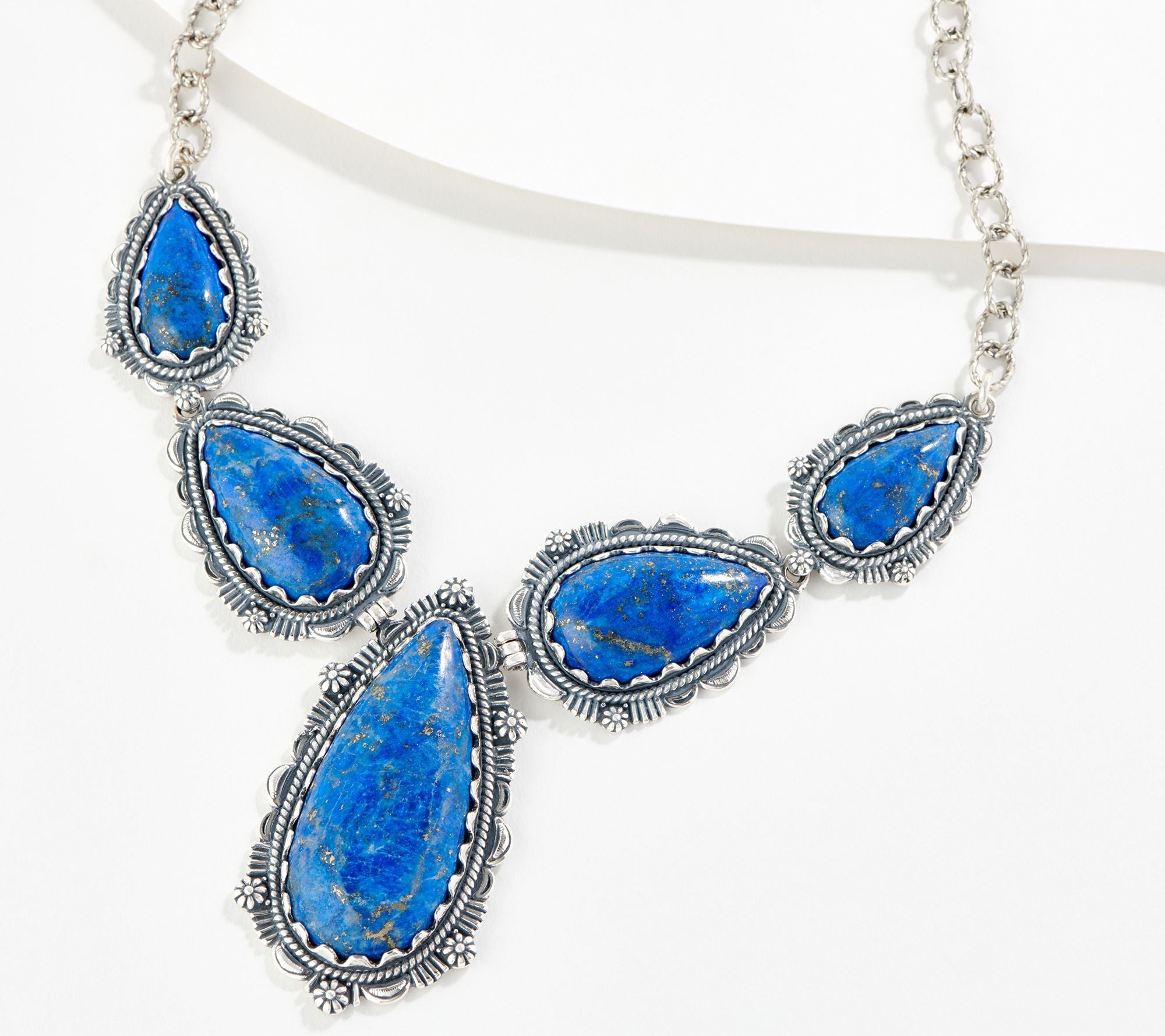 American West Sterling Silver Pear Lapis Statement Necklace, 17"