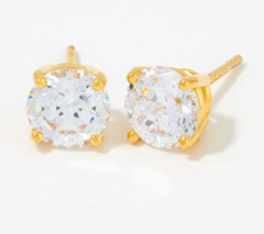 Diamonique Sterling Silver 18K Goldclad 100-Facet Stud Earrings