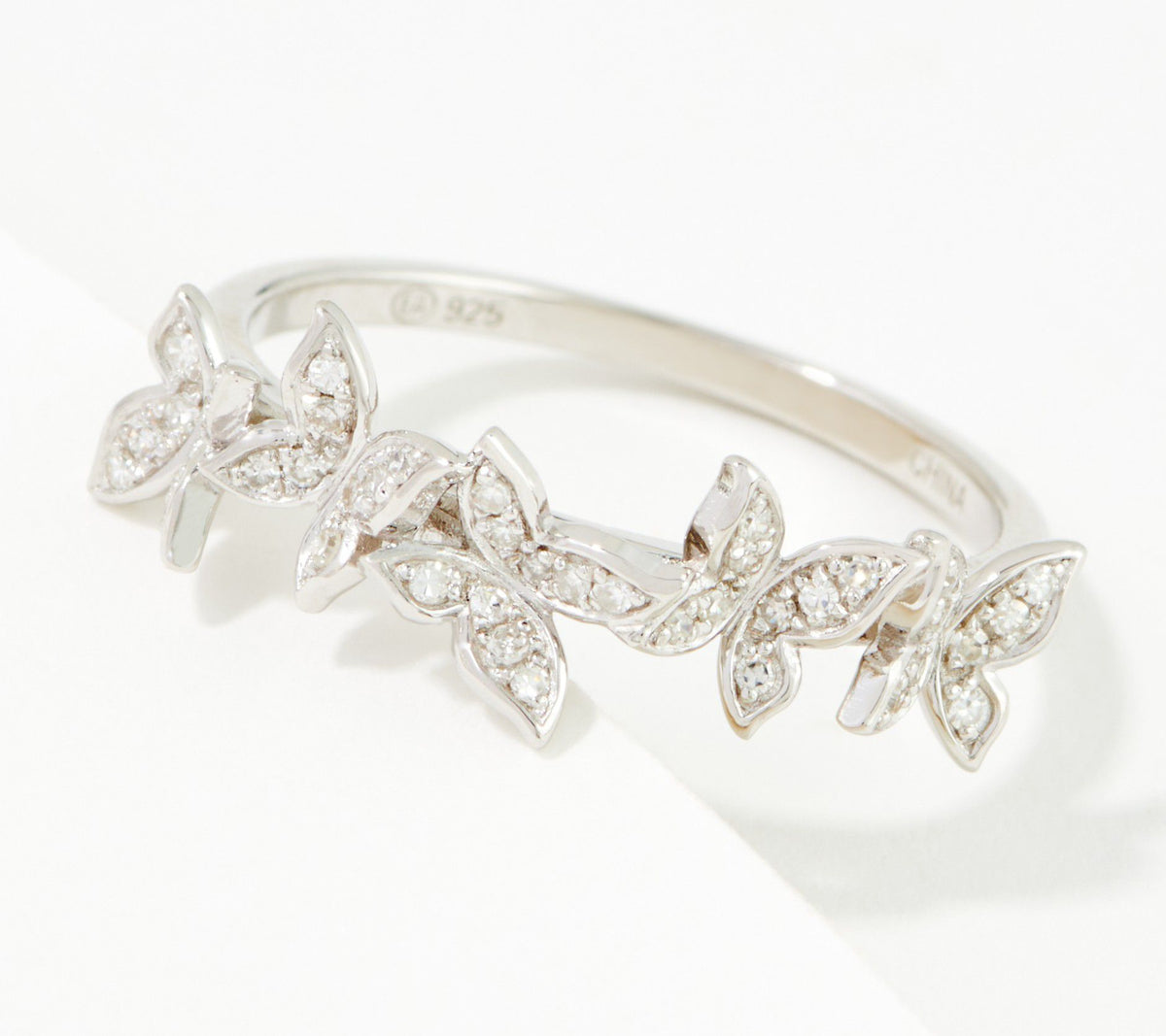 Affinity Diamonds Sterling Silver Butterfly Ring Size 11
