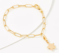 EternaGold 14K Gold Paperclip Chain, Removable "Star" Charm Bracelet, 6-1/4"