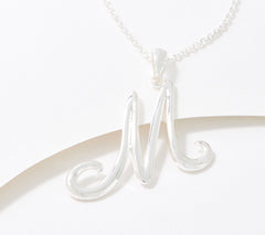 Silver Style Initial “M” Necklace, Sterling Silver, 18″