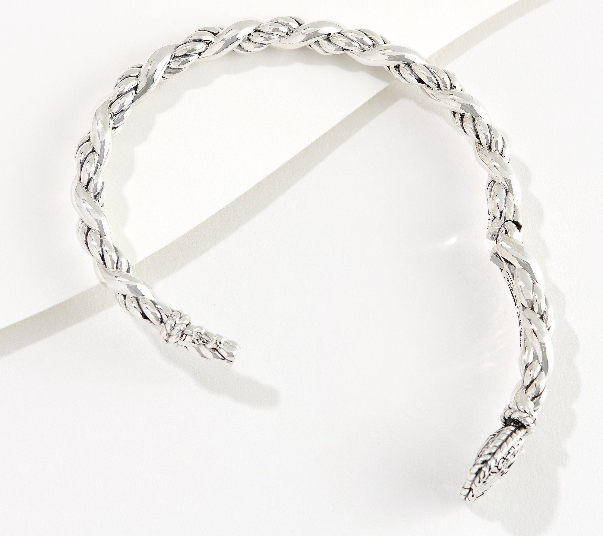 JAI Sterling Silver Italian Love Heart Lock Cuff, 6-1/4" Fit