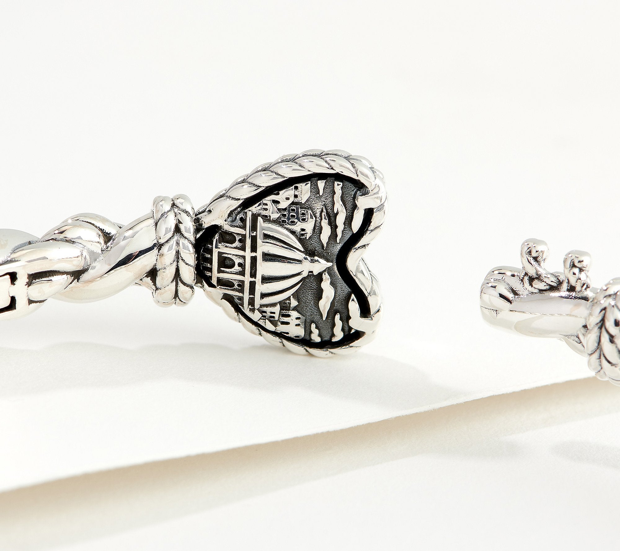 JAI Sterling Silver Italian Love Heart Lock Cuff, 6-1/4" Fit