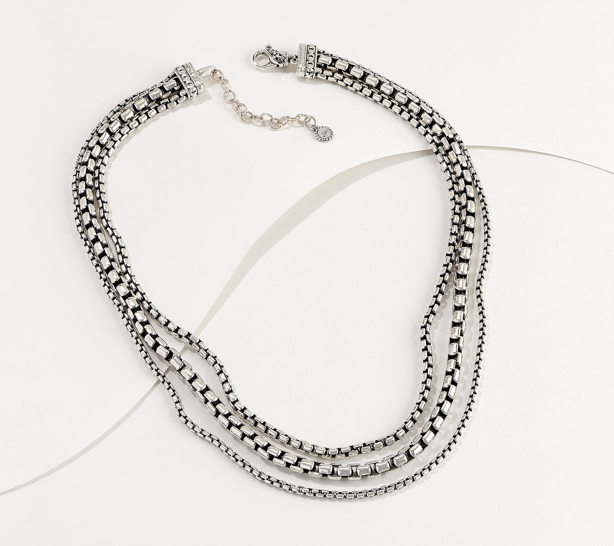 JAI Sterling Silver Triple Strand Box Chain Necklace, 18"