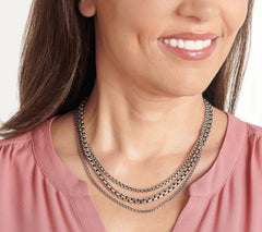 JAI Sterling Silver Triple Strand Box Chain Necklace, 18"