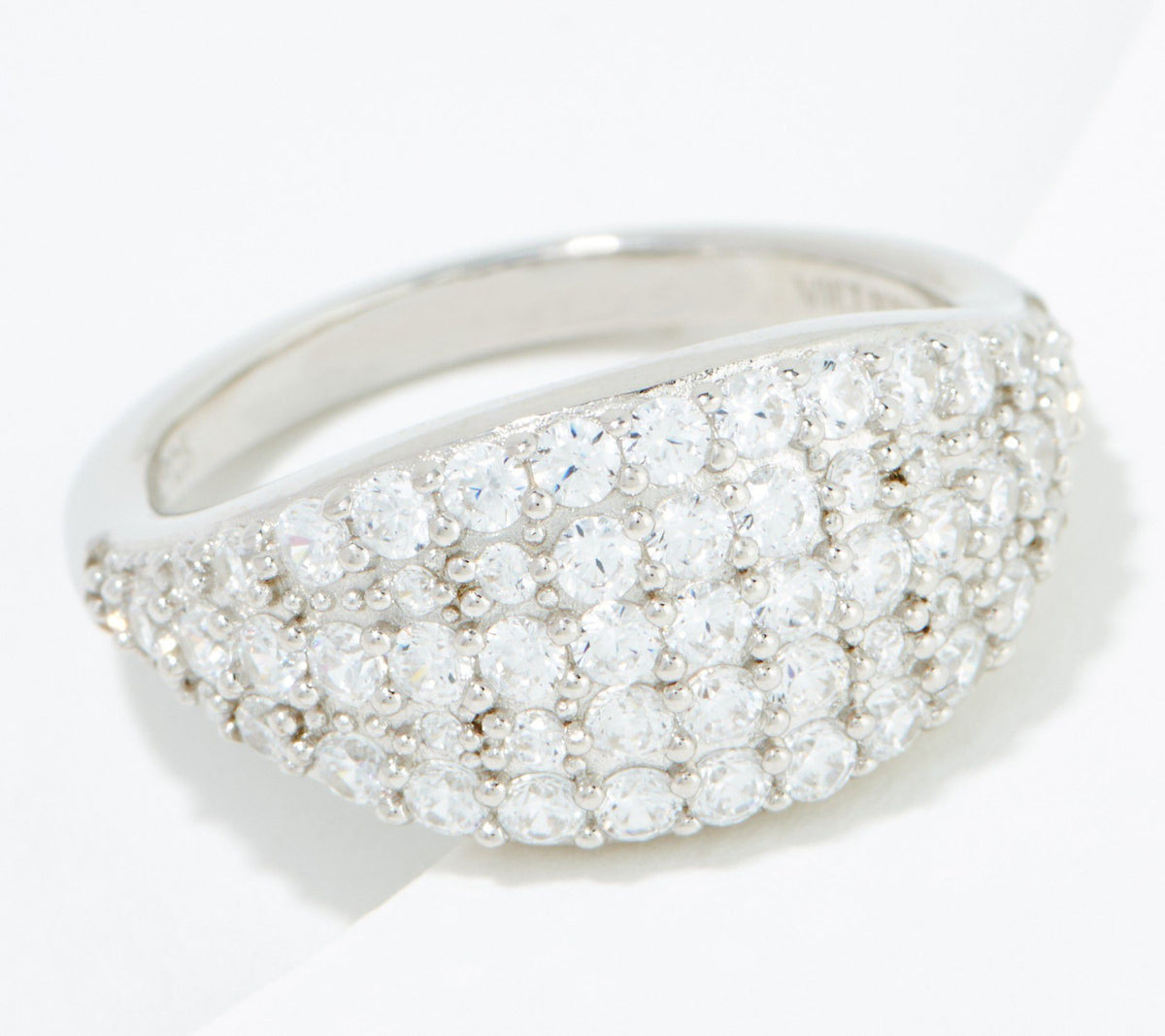 Diamonique Sterling Silver Tapered Pave Band Ring, Size 8