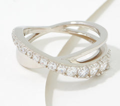 Diamonique Graduated Crossover Band Ring, Sterling Silver Size 11