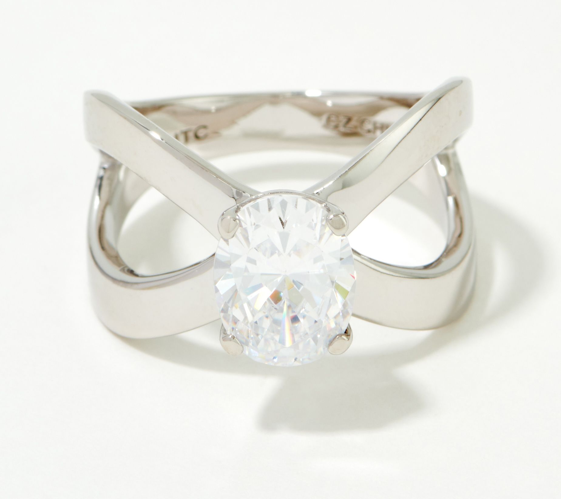 Diamonique x Kathy Levine Sterling Silver Round-Cut Icon Ring Size 5