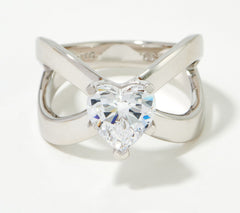 Diamonique x Kathy Levine Sterling Silver Heart-Cut Icon Ring. Size 6