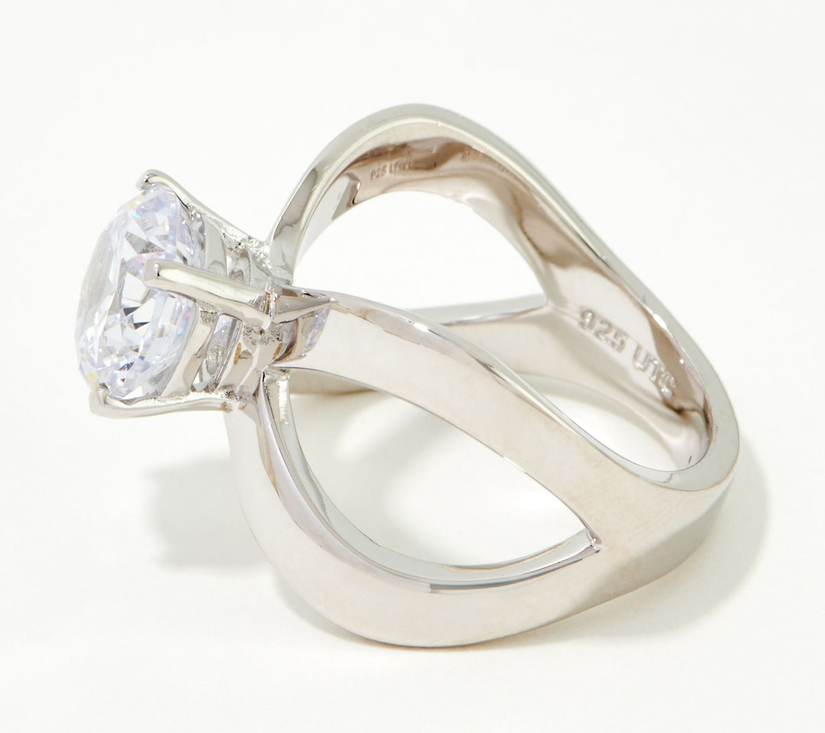 Diamonique x Kathy Levine Sterling Silver Round-Cut Icon Ring Size 5