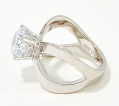 Diamonique x Kathy Levine Sterling Silver Round-Cut Icon Ring Size 5