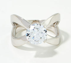Diamonique x Kathy Levine Sterling Silver Round-Cut Icon Ring. Size 7