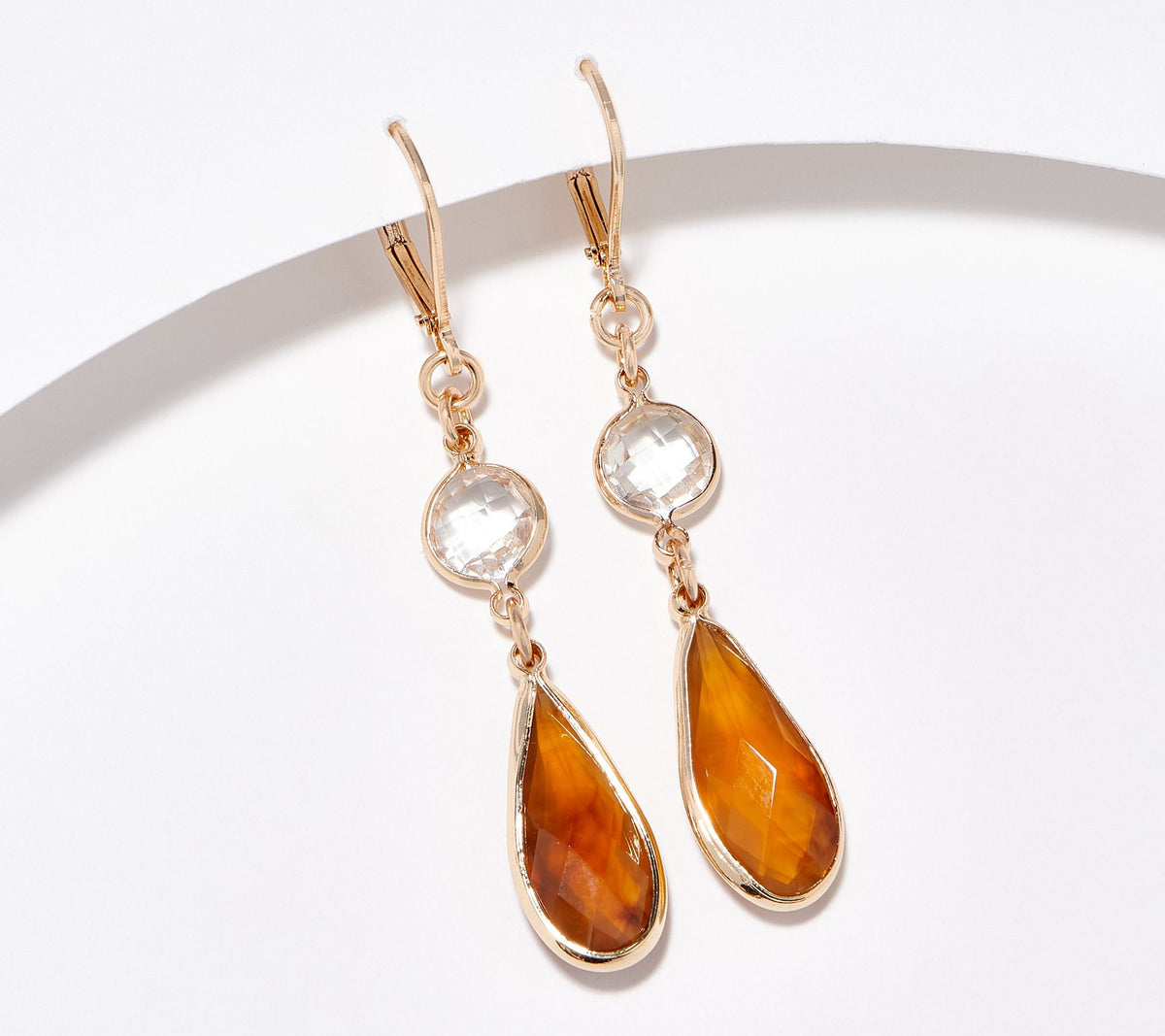 Denim & Co. Faceted Stone Drop Earrings, Neutral Multi