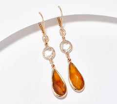Denim & Co. Faceted Stone Drop Earrings, Neutral Multi