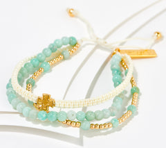 My Saint My Hero Goldtone Bead & Amazonite Adjustable Cross Bracelet.