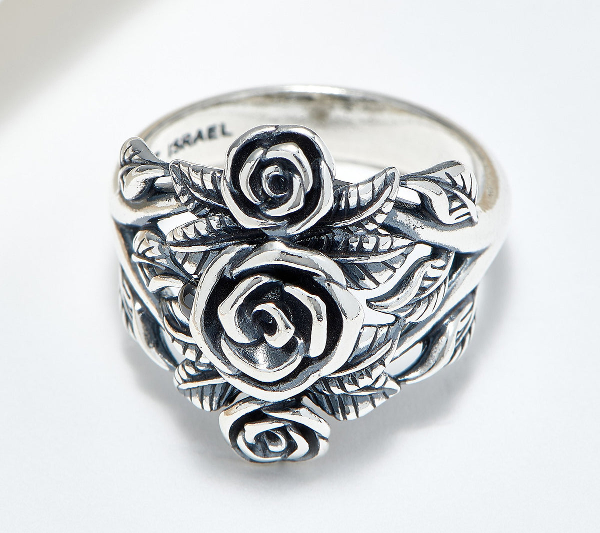 Or Paz Sterling Silver Three Rose Ring Size 7