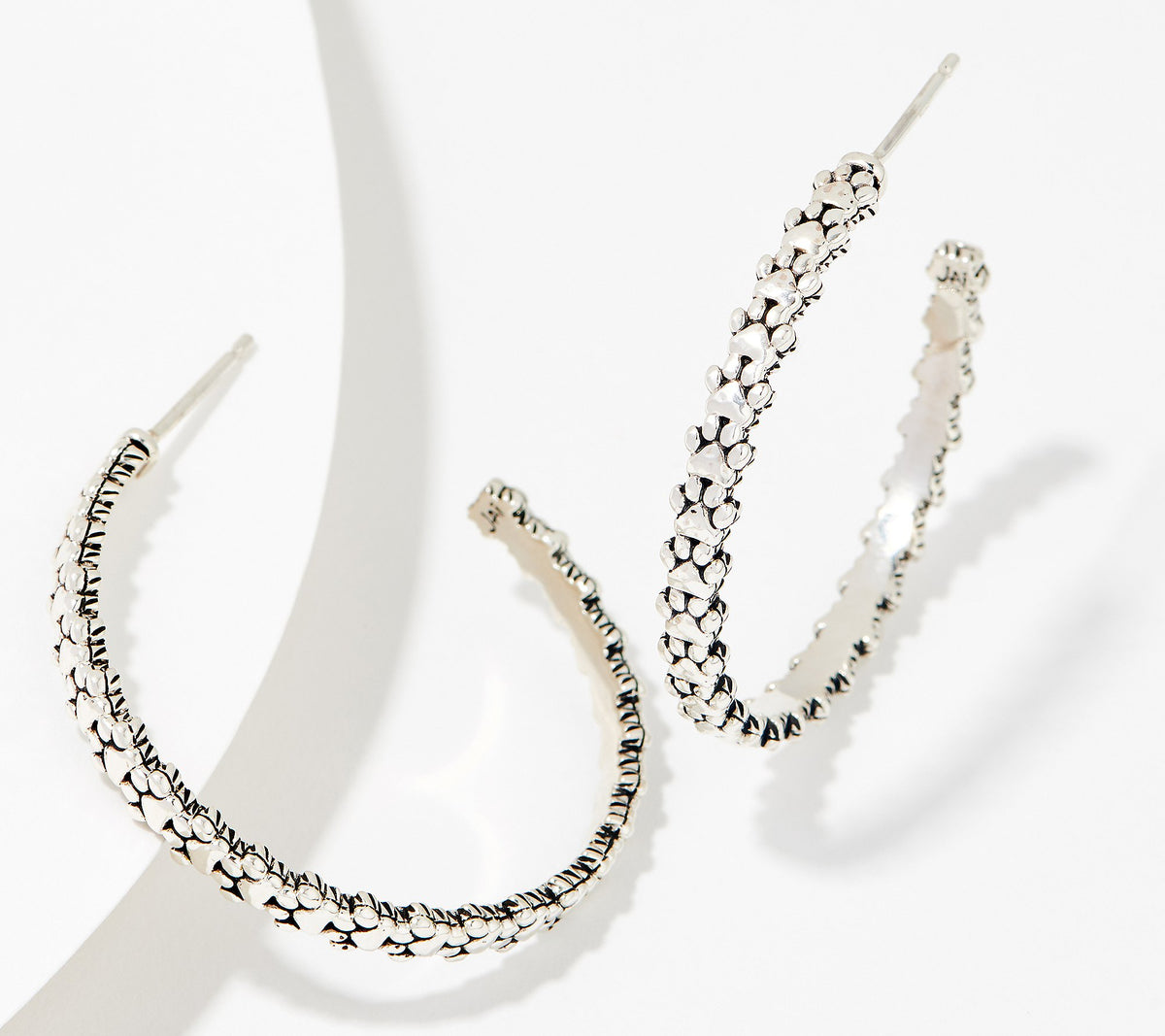 JAI Sterling Silver Cascading Paw Prints Symbols of Love Hoops, 1 -1/2"