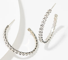 JAI Sterling Silver Cascading Paw Prints Symbols of Love Hoops, 1 -1/2"
