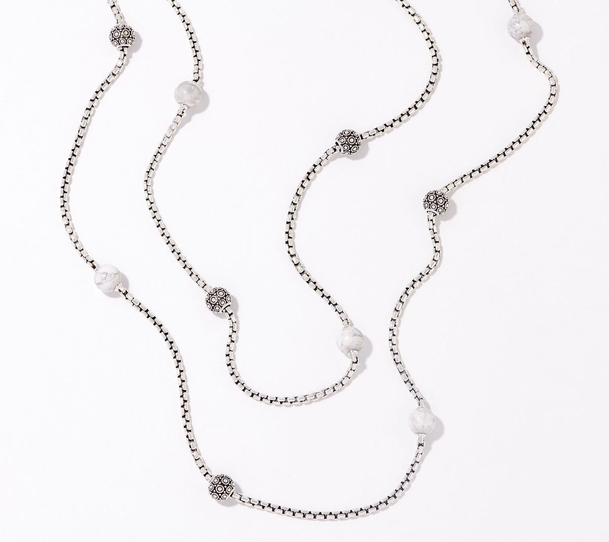 JAI Kalahari & Gemstone Bead 2.7mm Box Chain 36" Necklace