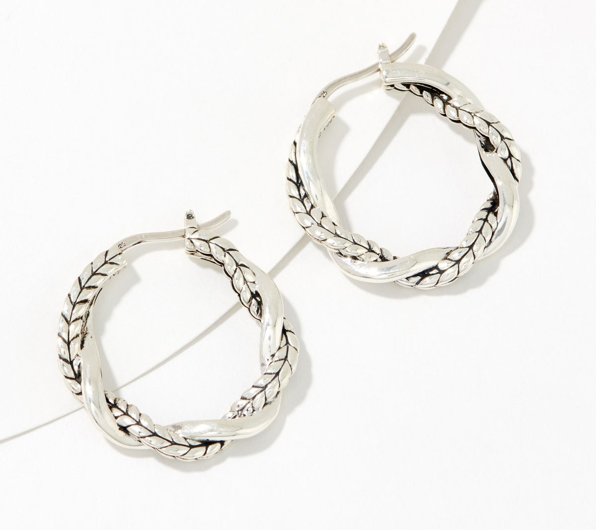 JAI Sterling Silver Twisted Hoop Earrings, 1"