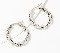 JAI Sterling Silver Twisted Hoop Earrings, 1"