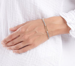 JAI Sterling Silver & 14K Paperclip 3.7mm Box Chain Bracelet, 6-1/4"