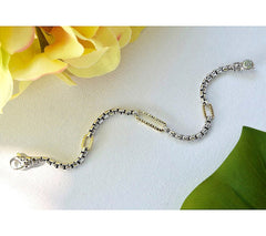 JAI Sterling Silver & 14K Paperclip 3.7mm Box Chain Bracelet, 6-1/4"